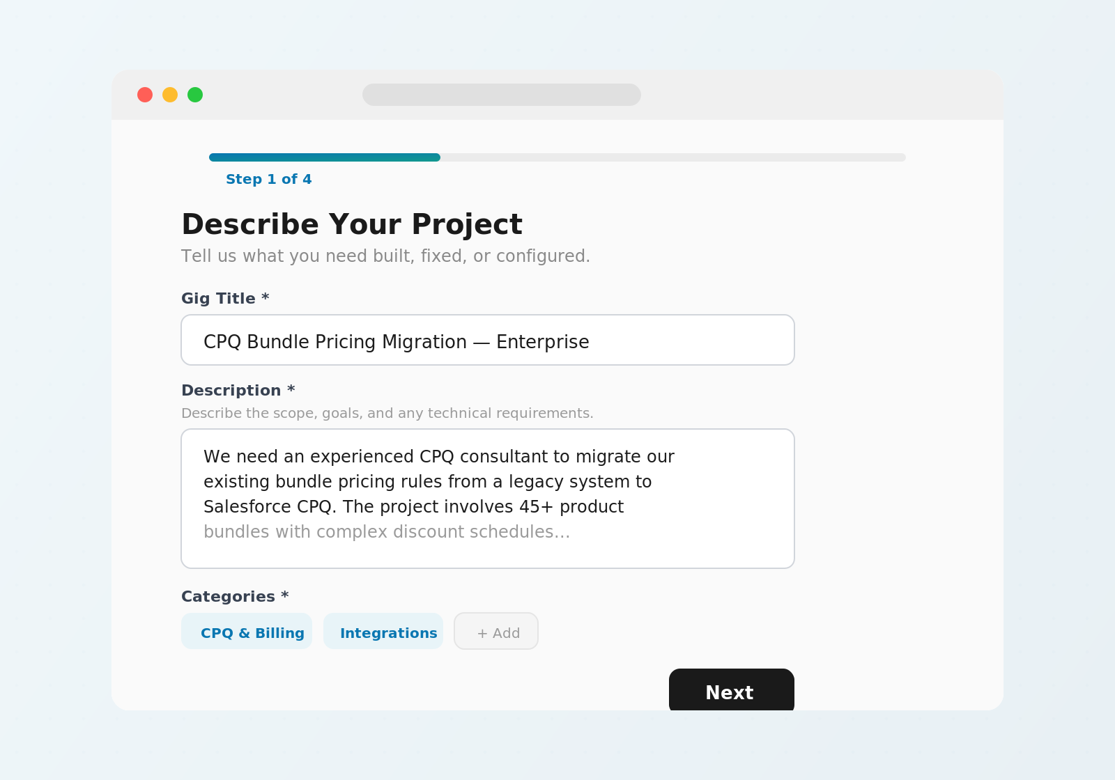 Post a gig in minutes
